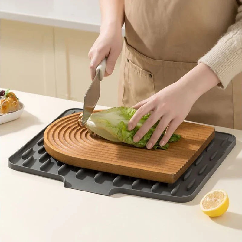 AquaMat™️ 1pc Silicone Drain Pad Drying Mat For Pot Dish Drain Mat For Kitchen Tableware Non-slip Mats Anti-scald Coaster Kitchen Utensils