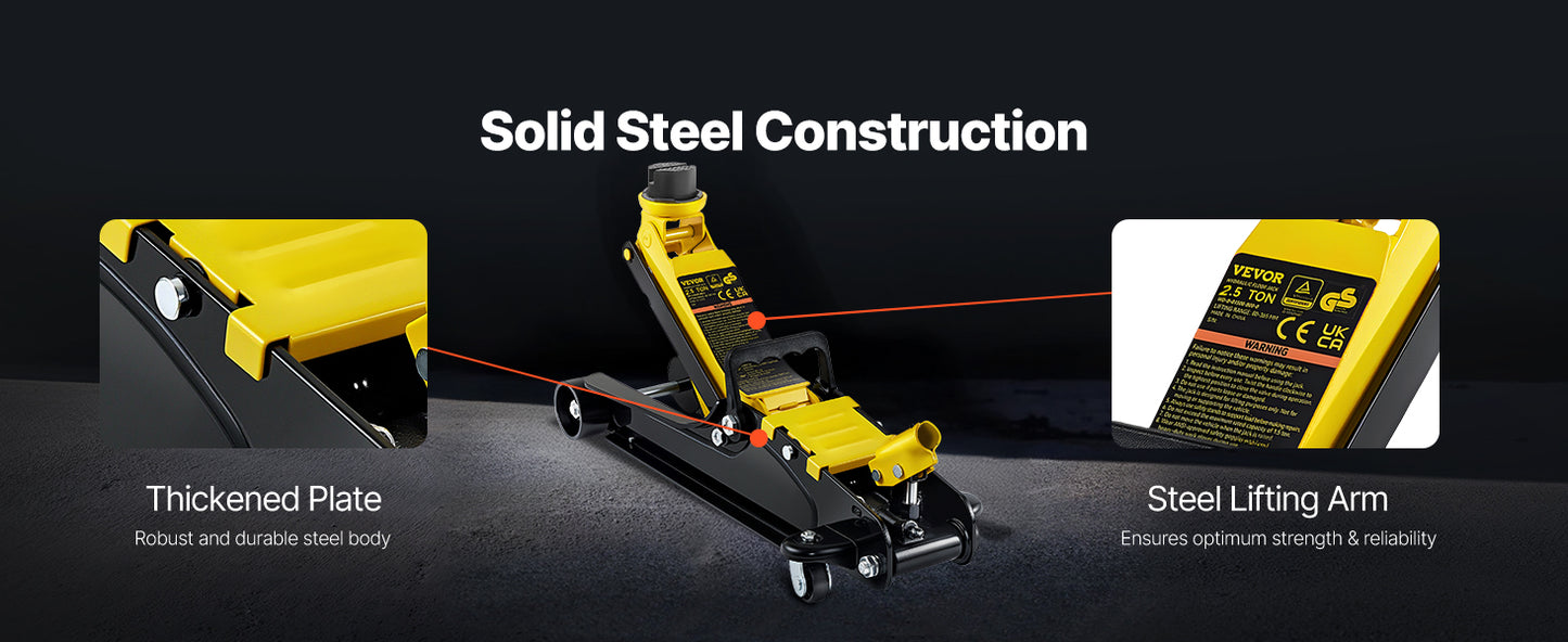 PowerJack™️ SucceBuy 2.5T Floor Hydraulic Jack Pneumatic Low Profile Floor Jack Heavy-Duty Steel Floor Jacks with Single Piston Lift Pump