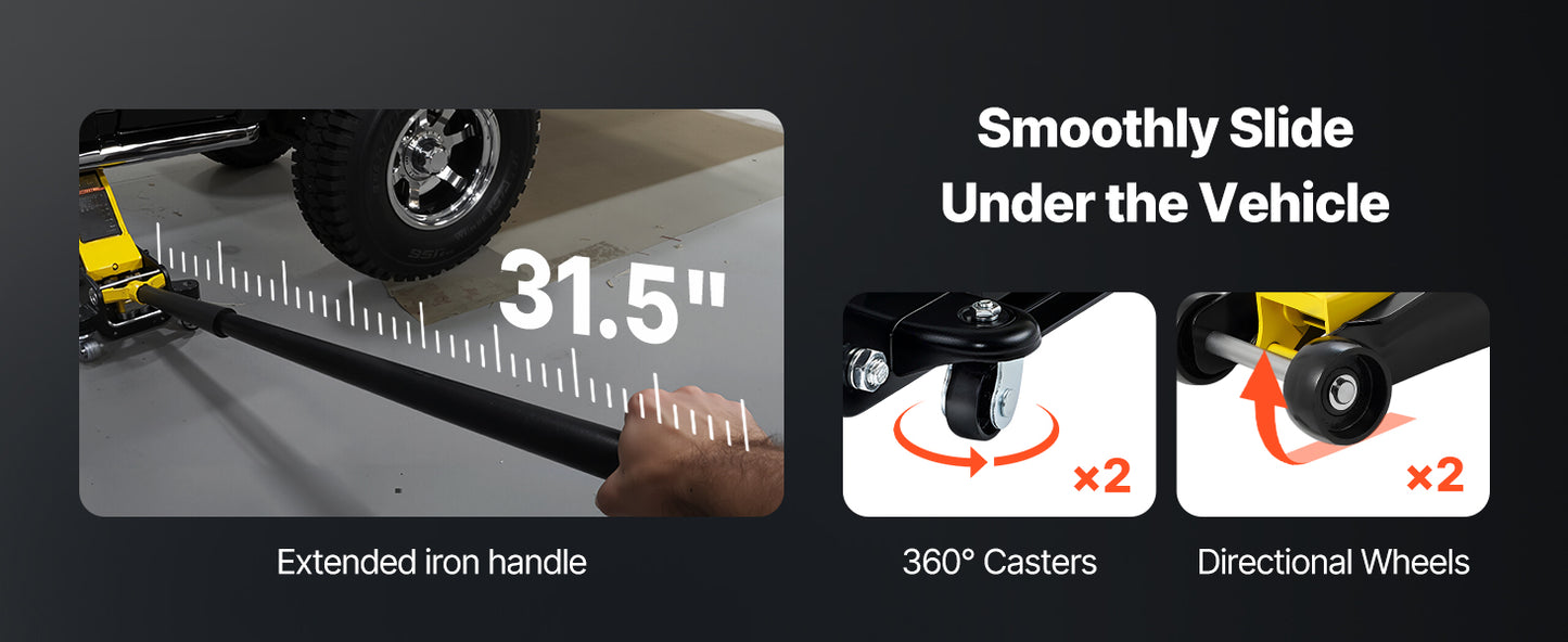 PowerJack™️ SucceBuy 2.5T Floor Hydraulic Jack Pneumatic Low Profile Floor Jack Heavy-Duty Steel Floor Jacks with Single Piston Lift Pump